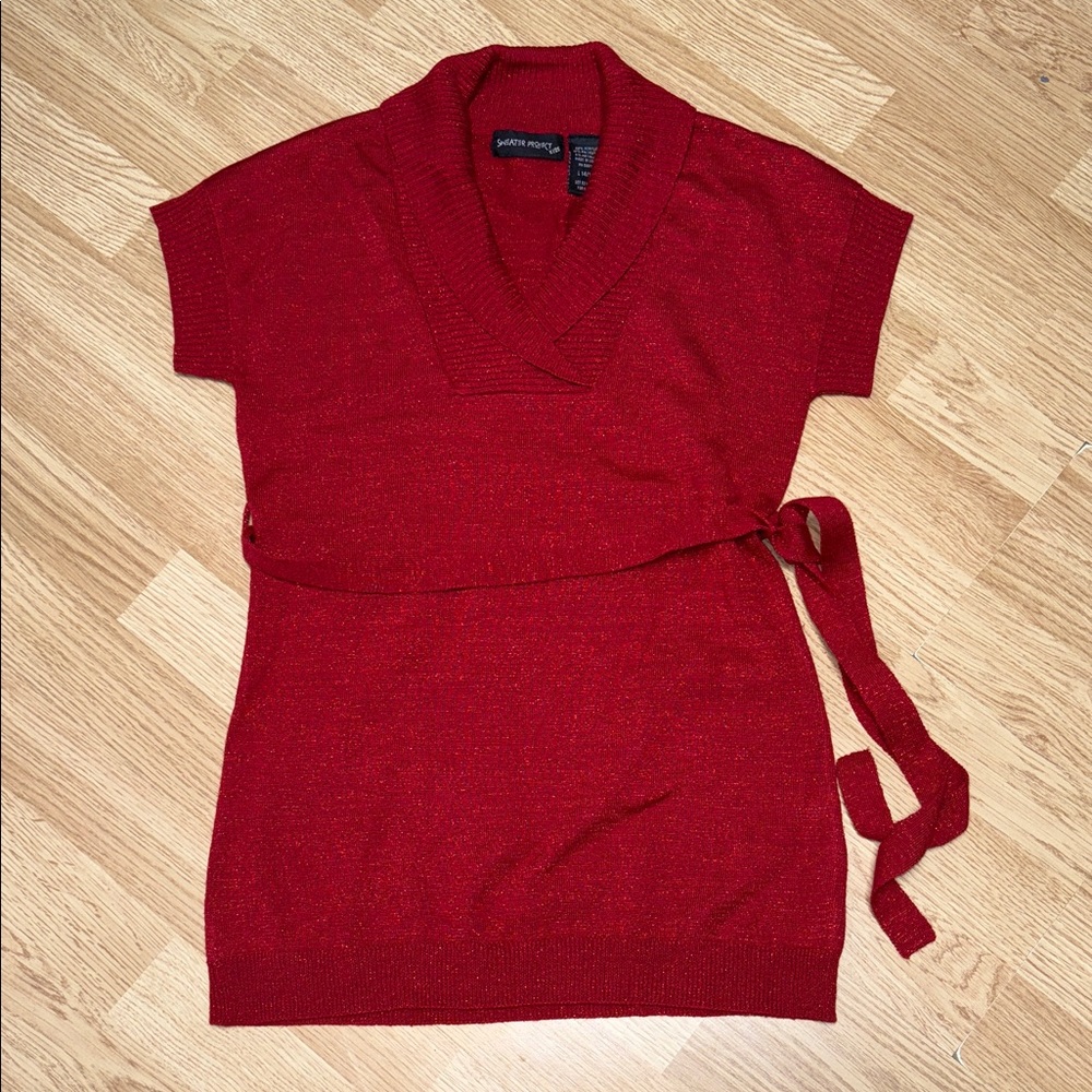 Sweater Project Red Kids Casual Dress. Metallic Holiday Party Cozy